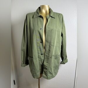 Polo Ralph Lauren Jacket Mens Medium Army Green Cotton Twill Military Casual